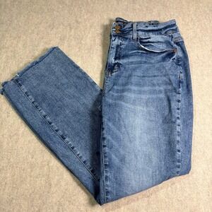 Judy Blue Flare Jeans Womens 16W Blue Denim High Rise Raw Hem Stretch Boho